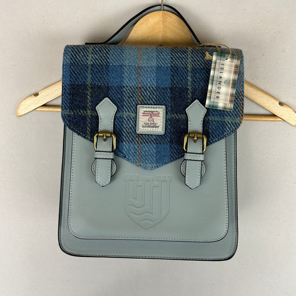 Islander Harris Tweed Calton Blue Tartan Plaid Backpack